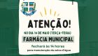 Farmácia Municipal fechará às 14 horas nesta terça-feira em Bonito