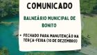 Balneário Municipal estará fechado amanhã