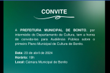 Audiência Pública sobre o primeiro plano municipal de Cultura acontece dia 23 em Bonito