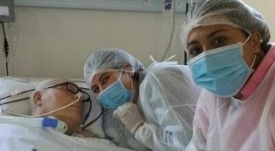 O reumatologista Renaud Frazão recebeu visita da filha e da neta no dia do seu aniversário