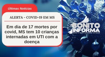 Em dia de 17 mortes por covid, MS tem 10 crianças internadas em UTI com a doença