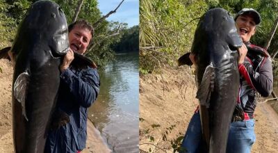 Pai e filho pescam juntos peixe de 1,65m e 60kg em rio de MS, 'Emoção indescritível' em Bonito (MS)