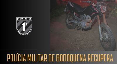 Polícia Militar de Bodoquena recupera motocicleta furtada em Bonito