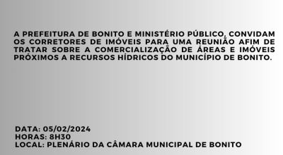 Bonito realiza reunião com Ministério Público para tratar sobre a comercialização de áreas e imóveis