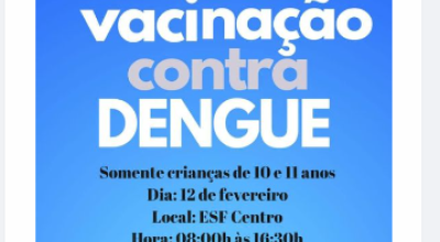 Mutirão de vacinação contra dengue será realizado hoje em Bonito