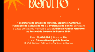 Audiência Pública sobre Festival de Inverno 2024 será realizada dia 21 de março em Bonito