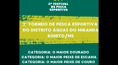 Festival de Pesca Esportiva do Distrito Águas do Miranda segue com vagas abertas