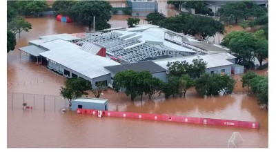 Tempestade: cheia do Guaíba alaga centros de treinamento de Grêmio e Inter
