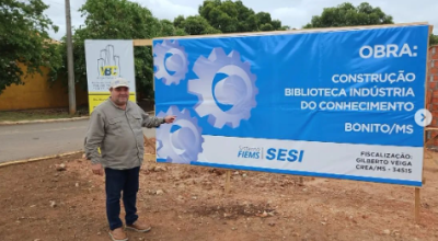 Prefeito acompanha andamento das obras da Biblioteca em Bonito