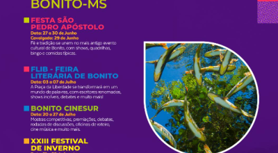 Bonito divulgou os principais eventos programados para a cidade até agosto