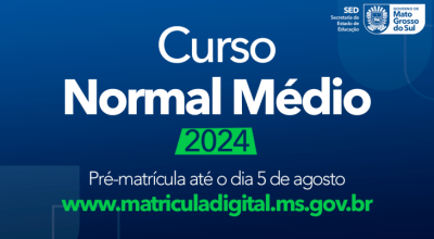 Período de pré-matrícula para o curso Normal Médio termina no dia 5 de agosto