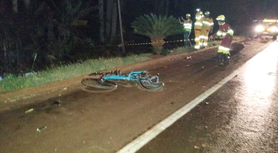 Ciclista e motorista morrem em grave acidente na BR-163