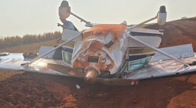 Avião capota durante pouso e dois ficam feridos em fazenda de MS