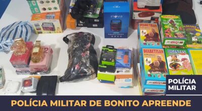 Polícia Militar de Bonito apreende mercadorias contrabandeadas em operação de fiscalização