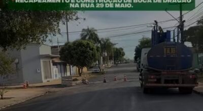 Recapeamento e constru&ccedil;&atilde;o de boca de drag&atilde;o na Rua 29 de Maio est&aacute; em fase de conclus&atilde;o