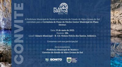 Bonito realiza cerimônia de posse do Núcleo Gestor Municipal do Plano Diretor nesta terça-feira