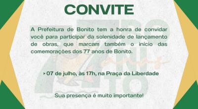 Bonito dá início às comemorações de aniversário com lançamento de obras na Praça da Liberdade