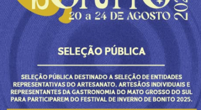Festival de Inverno de Bonito 2025 abre seleção para artesãos e gastronomia regional