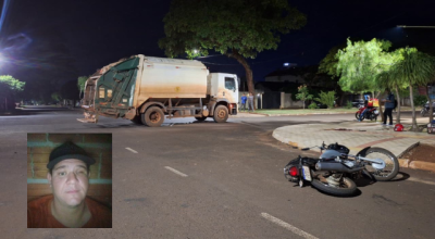 Motociclista invade preferencial e morre ap&oacute;s acidente com caminh&atilde;o de lixo em MS