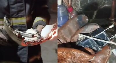 Bombeiros combatem inc&ecirc;ndio em casa provocado por carregador na tomada
