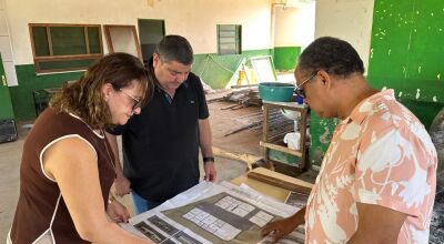 Prefeito Josmail Rodrigues acompanha obras de reforma e amplia&ccedil;&atilde;o da Escola Municipal Rural Oz&oacute;rio 