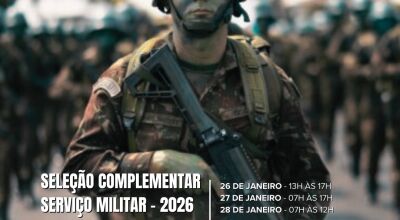 Sele&ccedil;&atilde;o Complementar do Servi&ccedil;o Militar Obrigat&oacute;rio acontece nos dias 26, 27 e 28 de janeiro