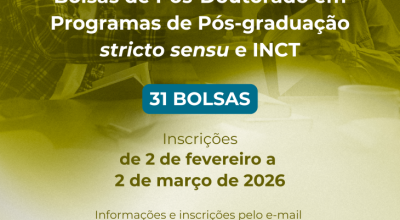 Pesquisadores podem concorrer a bolsas de R$ 5,2 mil na nova chamada de p&oacute;s-doutorado da UEMS