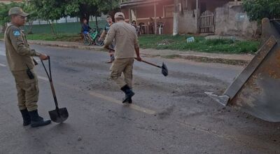 Prefeitura faz alerta sobre trecho onde houve derramamento de &oacute;leo em rua de Bonito