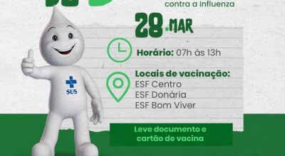  Dia D da Campanha Nacional de Vacina&ccedil;&atilde;o contra a Influenza acontece dia 28 em Bonito