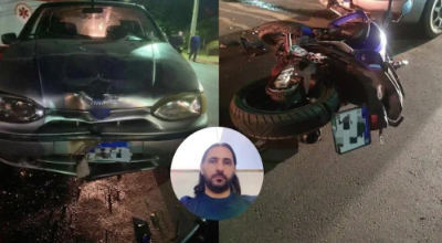 Professor fica gravemente ferido em acidente entre moto e carro 
