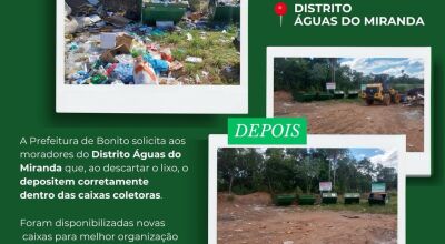 Prefeitura faz alerta  sobre descarte de lixo para  moradores do Distrito &Aacute;guas do Miranda