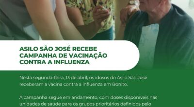 Idosos do Asilo S&atilde;o Jos&eacute; receberam a vacina contra a influenza em Bonito