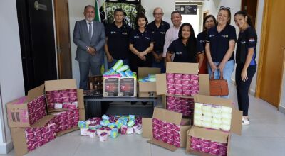Pol&iacute;cia Civil recebe doa&ccedil;&atilde;o de absorventes e refor&ccedil;a campanha contra a pobreza menstrual em MS