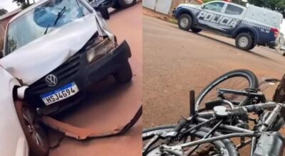 Adolescente em bicicleta motorizada &eacute; atropelado e fica ferido em MS