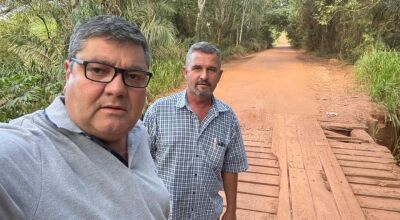 Prefeito de Bonito vistoria pontes na Estrada Velha, que liga Bonito a Guia Lopes