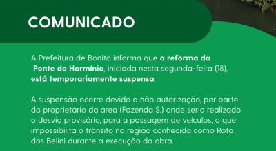 Reforma da Ponte do Hormínio está temporariamente suspensa