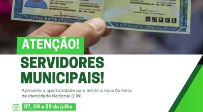 Emiss&atilde;o da nova Carteira de Identidade Nacional ser&aacute; realizada para servidores de Bonito