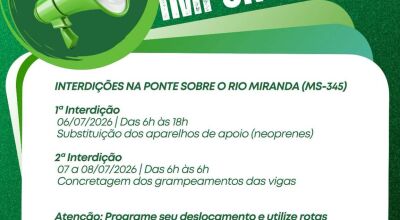 Interdi&ccedil;&otilde;es na ponte sobre o Rio Miranda exigem aten&ccedil;&atilde;o dos motoristas nesta semana
