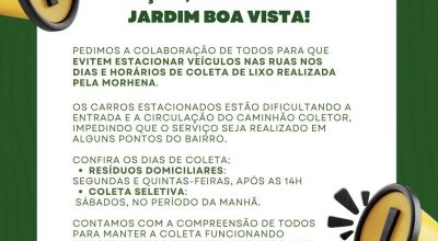 Carros mal estacionados impedem coleta de lixo no Jardim Boa Vista; prefeitura faz apelo aos morador