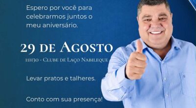 Prefeito Josmail Rodrigues convida popula&ccedil;&atilde;o para comemora&ccedil;&atilde;o de anivers&aacute;rio neste s&aacute;bado em Bonito