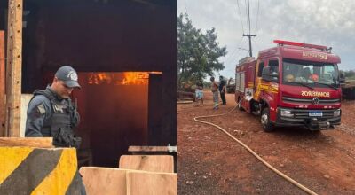 Policiais salvam morador e cachorros de casa em chamas 