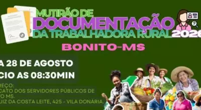 Bonito recebe Mutir&atilde;o de Documenta&ccedil;&atilde;o da Trabalhadora Rural a partir de ter&ccedil;a-feira