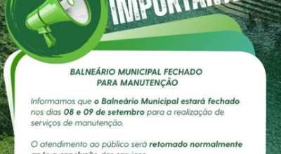 Balne&aacute;rio Municipal de Bonito ficar&aacute; fechado nesta ter&ccedil;a e quarta-feira para manuten&ccedil;&atilde;o