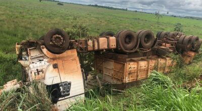 Atacado por abelha, condutor perde controle e tomba carreta em MS