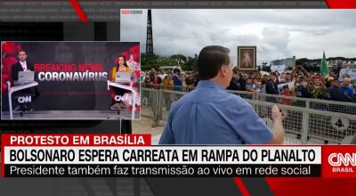Carreata pede fim do isolamento, Bolsonaro trata cont&aacute;gio como inevit&aacute;vel e defende volta a trabalho