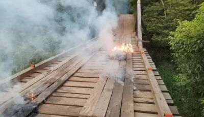 BONITO: Ato de vandalismo: ponte de acesso a pesqueiros e atrativos no Águas do Miranda é incendiada
