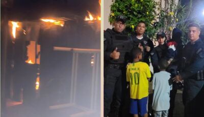 Mulher é resgatada de casa em chamas abraçada com os 4 filhos, marido é suspeito do fogo