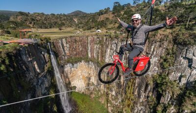 Tirolesa de Bike: Simulador em realidade virtual leva atração da serra catarinense para Bonito (MS)