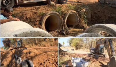 BONITO: Obras está fazendo a instalação de novos tubos na tubulação na estrada no Aterro Sanitário