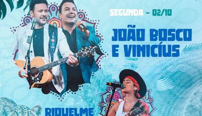 Aniversário de 75 anos de Bonito terá shows com Riquelme e João Bosco e Vinicius